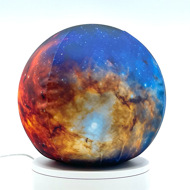 Fabric sphere cover featuring the Milky Way galaxy, wrapped around a 8.7" soccer ball, 9.5" basketball ball, or a 10" globe.