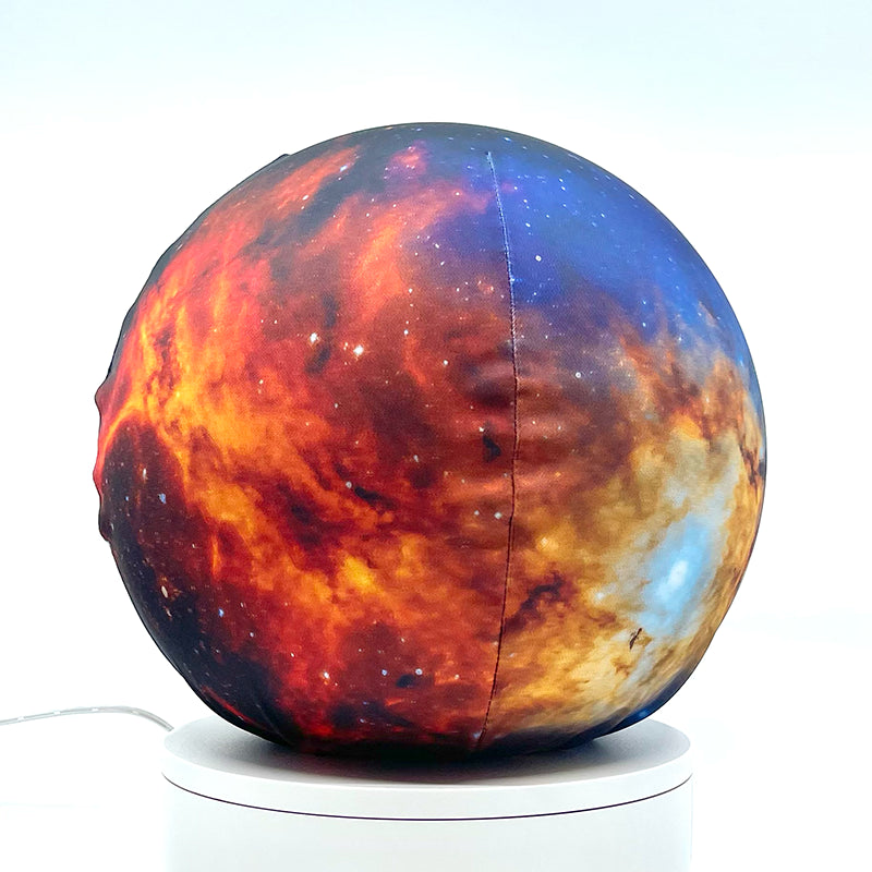 Fabric sphere cover featuring the Milky Way galaxy, wrapped around a 8.7" soccer ball, 9.5" basketball ball, or a 10" globe.