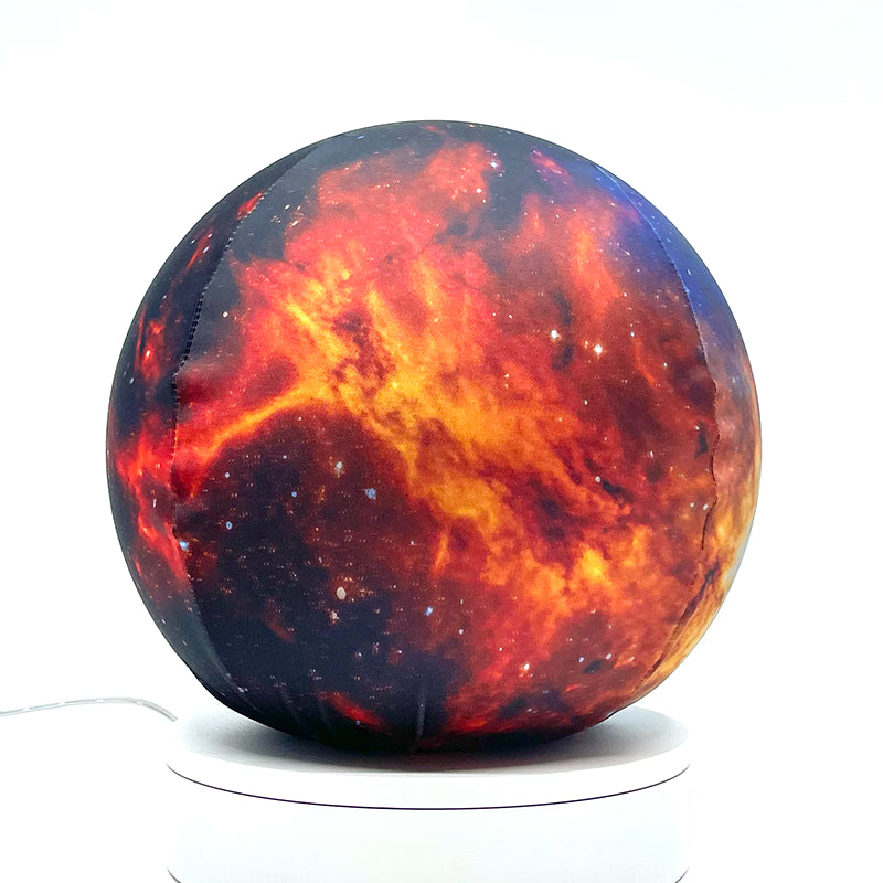 Fabric sphere cover featuring the Milky Way galaxy, wrapped around a 8.7" soccer ball, 9.5" basketball ball, or a 10" globe.