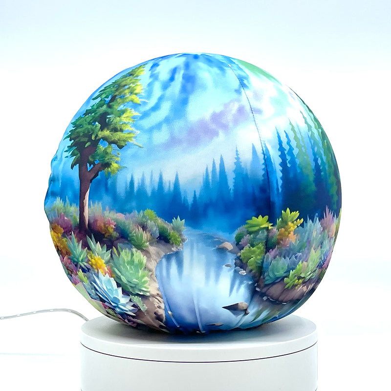 Fabric sphere cover with a succulents garden, wrapped around a 8.7" soccer ball, 9.5" basketball ball, or a 10" globe.