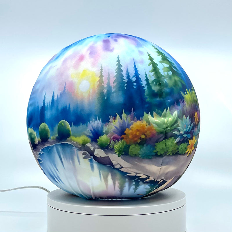 Fabric sphere cover with a succulents garden, wrapped around a 8.7" soccer ball, 9.5" basketball ball, or a 10" globe.