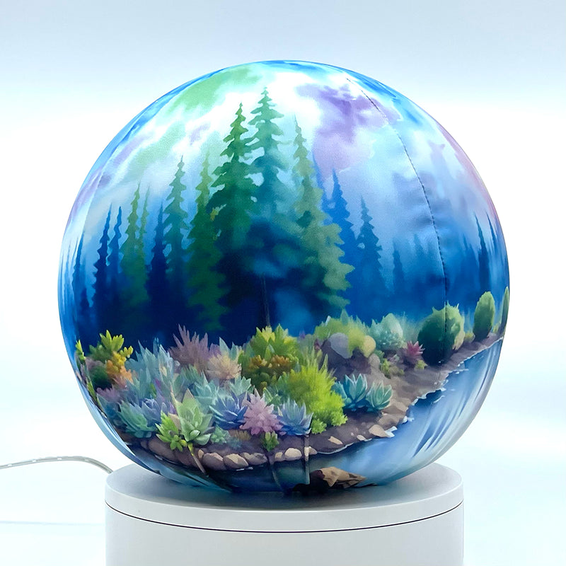 Fabric sphere cover with a succulents garden, wrapped around a 8.7" soccer ball, 9.5" basketball ball, or a 10" globe.